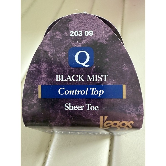 L'eggs Accessories - Leggs Silken Mist Black Mist Sheer Toe Control Top Pantyhose Q Plus Size